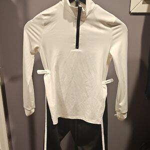 SHEIN Cream Long Sleeve Half-Zip Top